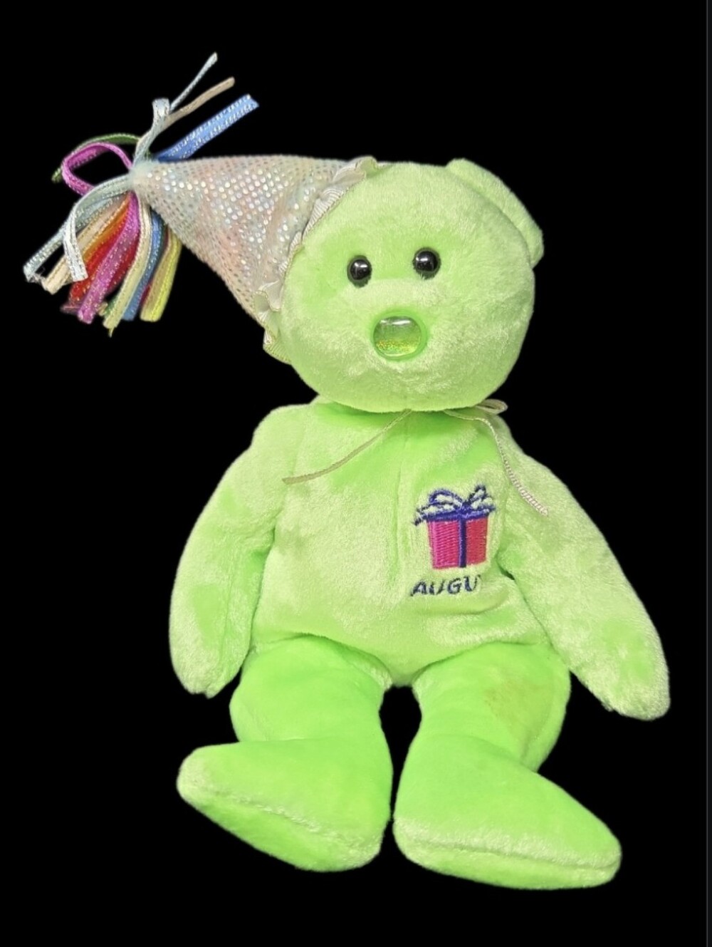 2002 Ty Beanie Baby "August" The Happy Birthday Bear Plush
